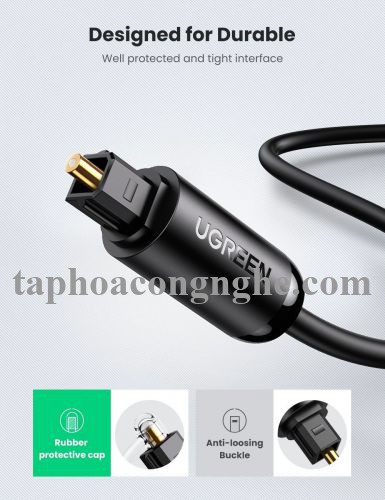 Ugreen 70893 3M cáp quang Toslink Optical đầu mạ vàng 24k âm thanh 7.1 màu đen AV122 30070893